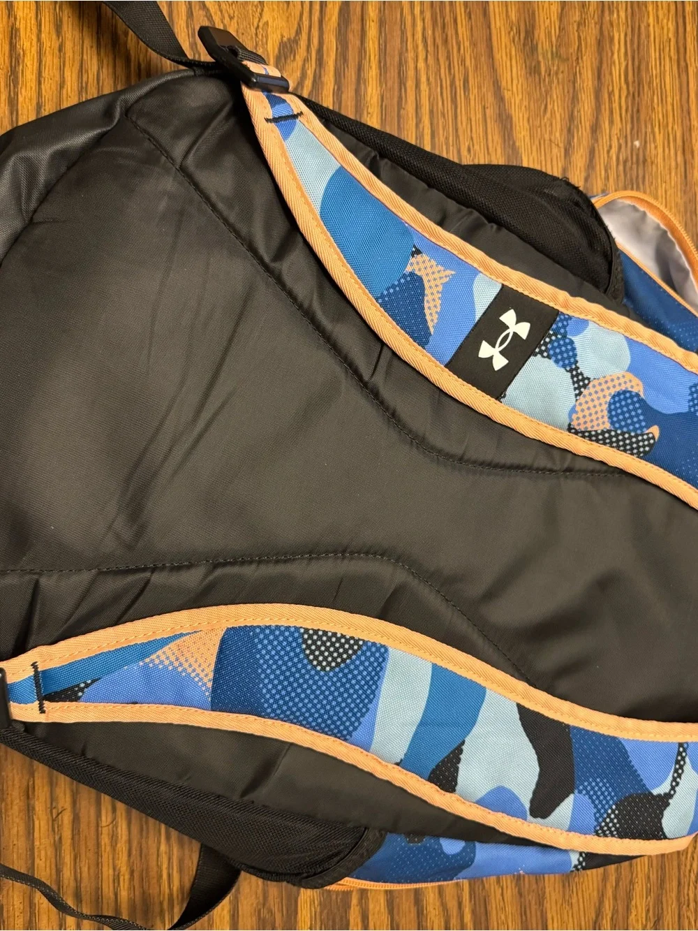 Under Armour Blue Camo Backpack with Orange Bungee